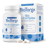 BioTonix Bio B-Complex supplement bottle and box featuring 30 capsules with Magnafolate C.