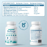 BioTonix BioBase 5-in-1 supplement facts panel showing ingredient dosages and serving size details next to bottle front and back.