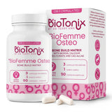 BioTonix BioFemme Osteo Bone Build Matrix supplement bottle and packaging box with capsules for menopause bone health.