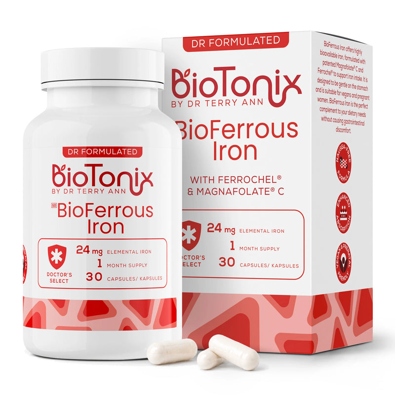 BioFerrous Iron | 24 mg Ferrochel® Chelated Iron + Active Folate & B12