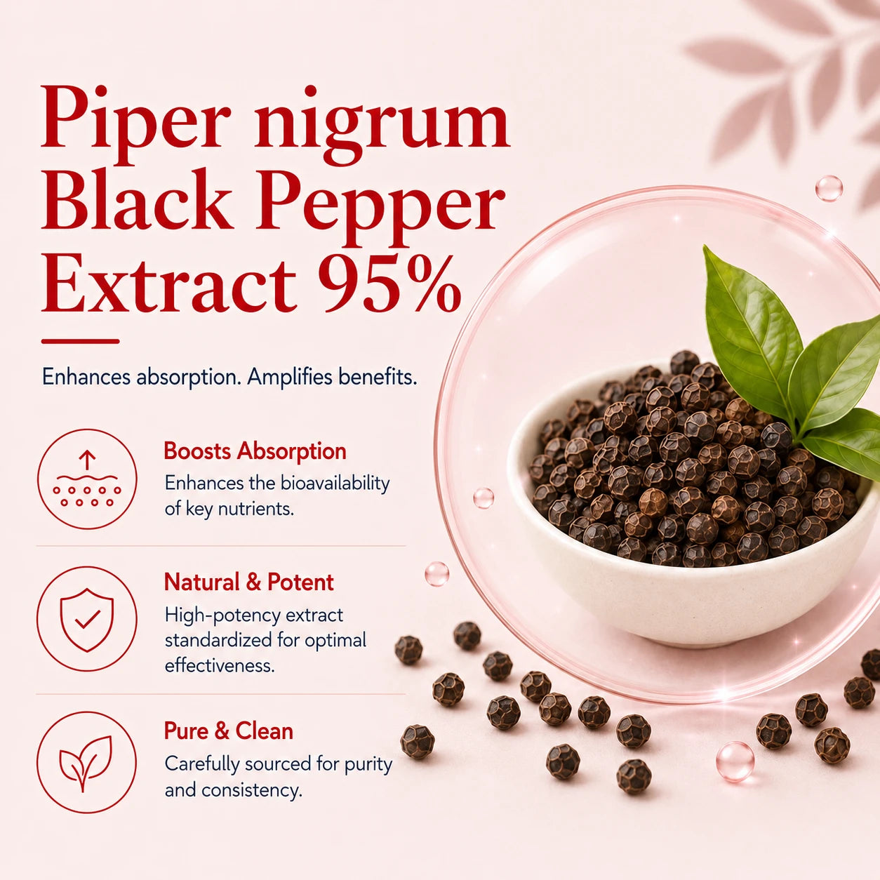 BioTonix BioGut Restore 5mg Piper nigrum black pepper extract 95 percent for enhanced nutrient absorption.
