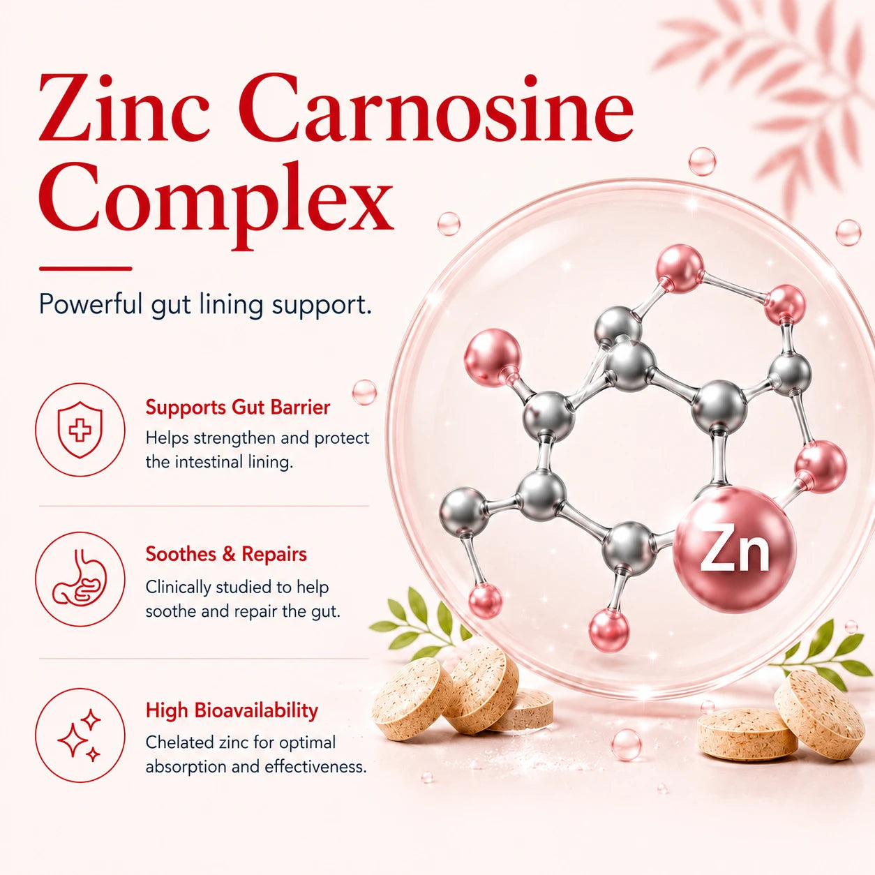 BioTonix BioGut Restore 37.5mg Zinc Carnosine complex for gut barrier repair and intestinal tissue protection.