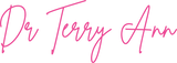 Pink handwritten script signature logo for Dr. Terry Ann.