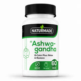 Naturmade Ashwagandha B-Calm Plus 60 capsules supplement bottle front view.