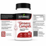 Naturmade Ginseng Complex Ener-G Plus 60 capsules bottle with full label showing vitality and focus benefits
