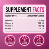 Naturmade Selenium plus EAC supplement facts nutrition label showing ingredient dosages per capsule
