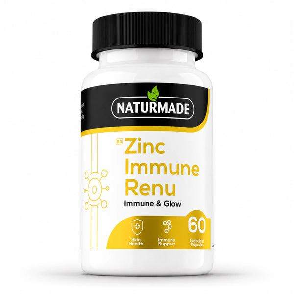 Naturmade Zinc Immune Renu 60 capsules bottle for immune support and skin health
