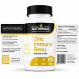 Naturmade Zinc Immune Renu 60 capsules bottle displaying full label with skin health and immune support benefits
