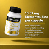 Floating Naturmade Zinc Immune Renu bottle with details on zinc sulphate monohydrate dosage
